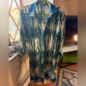 Cecile Wang France collared tie dye silk blend dress